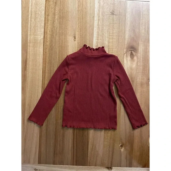 Janie and Jack Girls 2T Red Ribbed Ruffle Trim Turtleneck Sweater - Picture 6 of 6